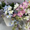 Multi color artificial jasmine flower stems, orange yellow white pink purple blue silk fake jasmine display Multi color artificial jasmine flower stems, orange yellow white pink purple blue silk fake jasmine display