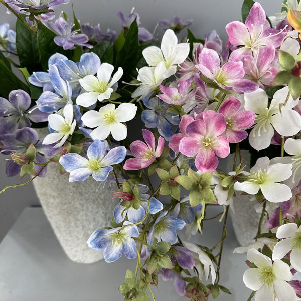 Multi color artificial jasmine flower stems, orange yellow white pink purple blue silk fake jasmine display Multi color artificial jasmine flower stems, orange yellow white pink purple blue silk fake jasmine display