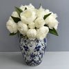 White artificial luoyang peony bouquet, realistic silk peony flower bunch White artificial luoyang peony bouquet, realistic silk peony flower bunch