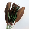 Artificial magnolia leaf front green and back brown side comparison