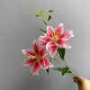 Hot pink double petal small lily artificial silk flower stem for wedding decor
