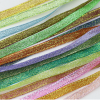 Flat lay of multi-color metallic glitter sheer organza ribbon, shiny glitter ribbon assortment for DIY projects