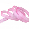 Pink metallic glitter sheer organza ribbon, translucent sparkly ribbon for gift bows and floral decoration