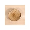Top view of antique wood grain metal pillar candle tray, vintage wax catcher plate