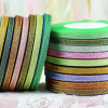 Assorted colors metallic glitter sheer organza ribbon rolls, multi-color sparkly craft ribbon for wedding and party decor