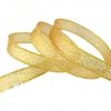 Gold metallic glitter sheer organza ribbon, shimmer sheer ribbon for wedding, birthday and elegant gift packaging