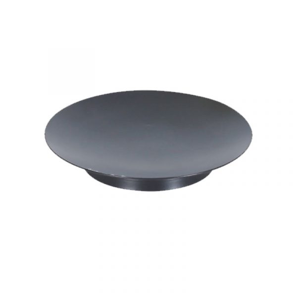 Matte black solid round metal pillar candle tray, wax drip plate