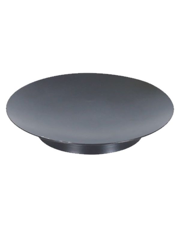 Matte black solid round metal pillar candle tray, wax drip plate
