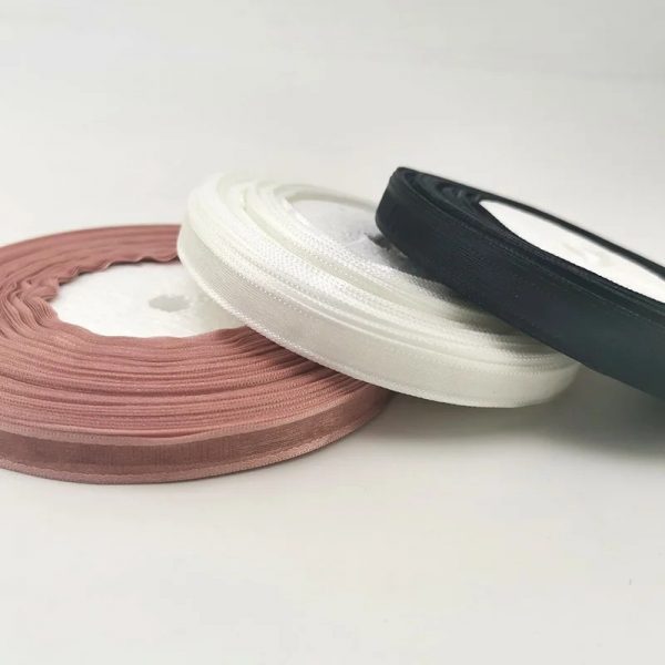 0.39 inch 1cm satin edge sheer organza ribbon, 50 yards per roll, semi transparent voile ribbon for wedding gift craft