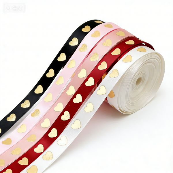 1CM Love Gold Stamping Ribbons for Bouquets Gift Packaging Paper Flowers Bows