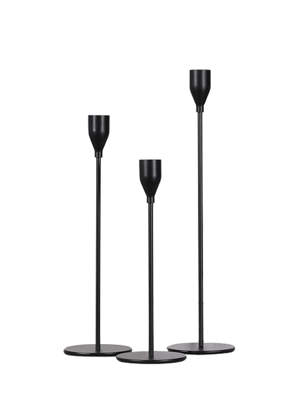 Black iron taper candle holder set of 3 mixed height modern candlestick for home wedding table decor