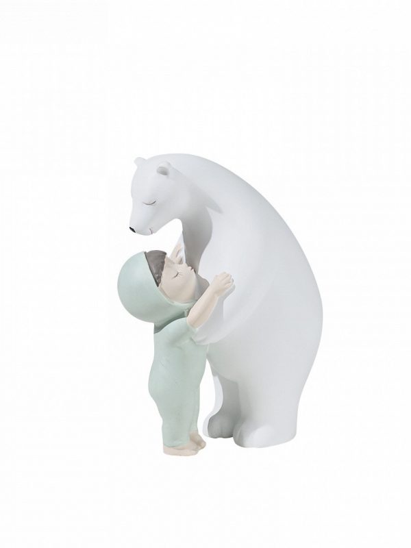 Nordic-resin-figurine-of-little-boy-hugging-big-white-polar-bear-minimalist-tabletop-home-decor-statue-for baby shower gift