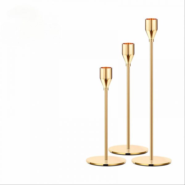 gold-iron-taper-candle-holder-in-set-3-for-home-decor- gold iron taper candle holder set of 3 mixed height modern candlestick for home wedding table decor