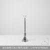 Short silver polished metal taper candlestick, Dickson tube design, 35cm height