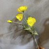 Bright yellow flocked iceland poppy artificial flower stem, sunny yellow faux poppy