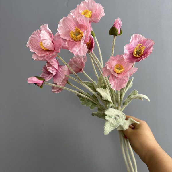 peach-apricot-flocked-iceland-poppy-artificial-flower