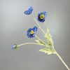 Royal blue flocked iceland poppy fake flower stem, fuzzy stem silk poppy for floral arrangement