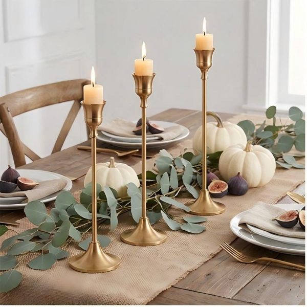 3 in set iron taper candlestick in mixed size for table & wedding decor