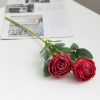 2 heads focal edge red silk artificial rose stem NK-RSS623002 on white table