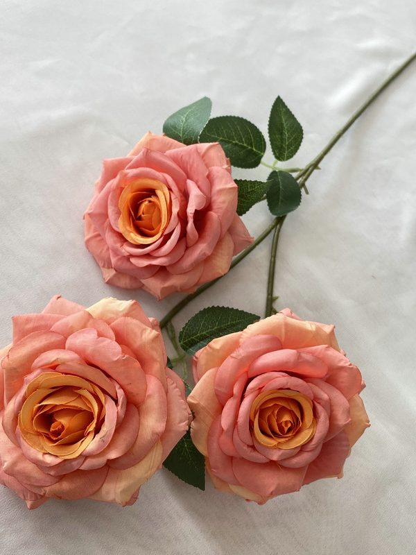 3 heads real touch artificial rose flowers, faux silk roses, wedding home table decor, wholesale bulk