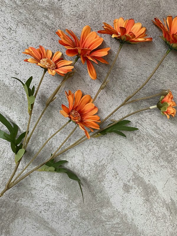 artificial chrysanthemum, burnt orange silk daisy for fall floral arrangement, wedding centerpiece