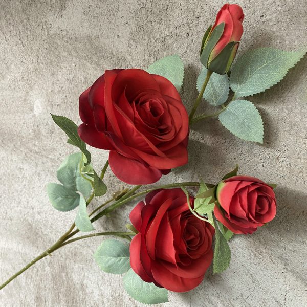 Real Touch Red Faux Roses Wedding Home Decoration Artificial Rose Real Touch Red Artificial Rose Stem, Lifelike Faux Rose for Table & Wedding Decor