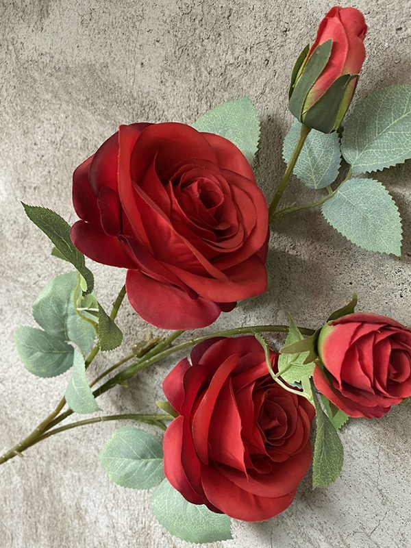 Real Touch Red Artificial Rose Stem, Lifelike Faux Rose for Table & Wedding Decor