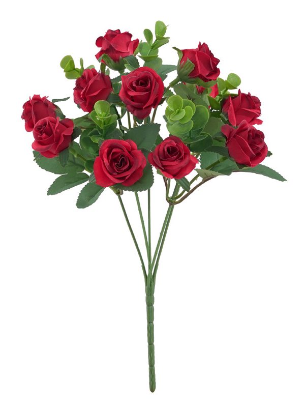 Red Artificial Rose Bouquet with Eucalyptus for home wedding event decor Artificial-Rose-Bouquet-with-Eucalyptus-for-home-wedding-event-decor