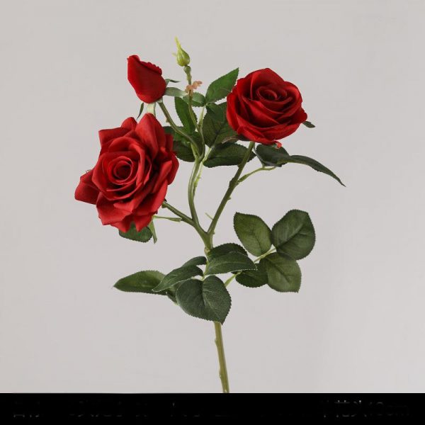 artificial-silk-rose-stem-red-home-photo-backdrop 75cm faux silk rose stem, red rose, realistic petals green leaves for home decor photo backdrop