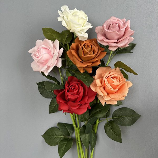 colorful real touch rose bouquet artificial flower for home and wedding decoration moisture resistant artificial rose, faux rose for living room table decoration and event wedding landscaping