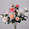 realistic faux silk rose stem in 3 heads with 75cm in bulk for wedding centerpiece home table decoration multiple colors of 75cm artificial rose stem with 2 blooms and 1 bud, silk rose for wedding backdrop decor